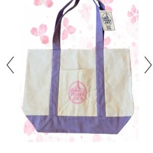 Trader Joe’s Cream and Lavender Canvas Tote Bag - large